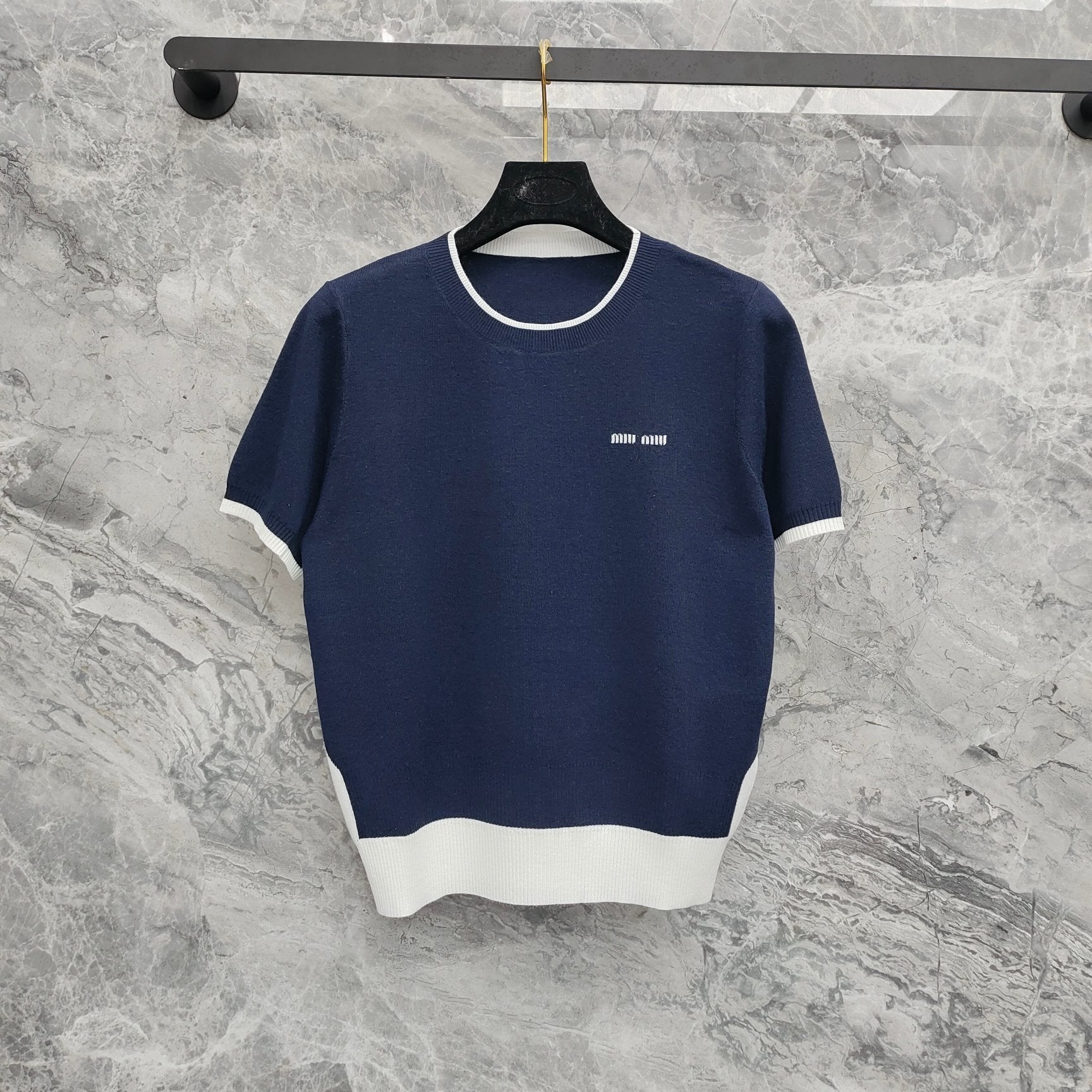 Blue and White Women T-shirt