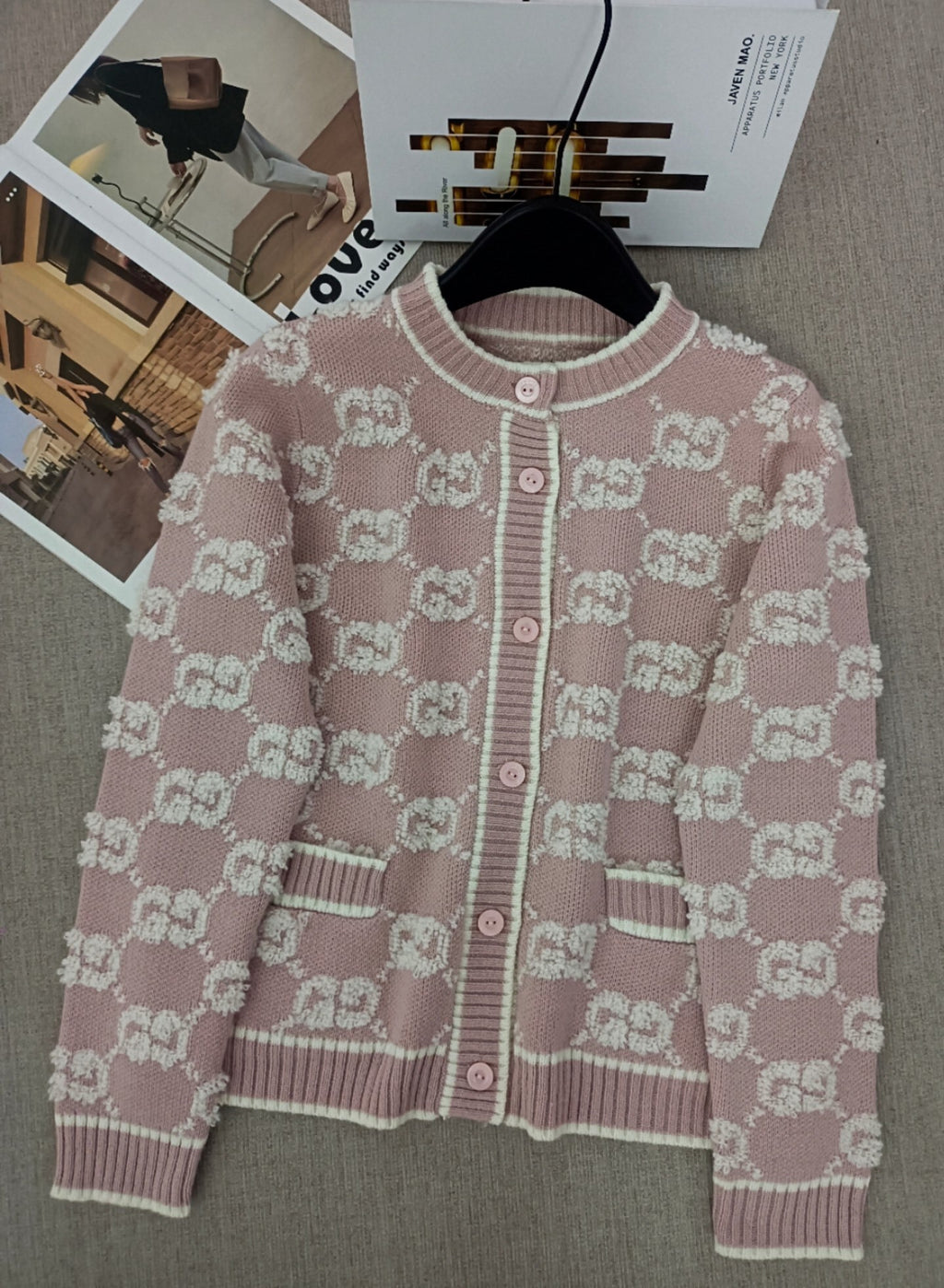 Light Pink Cardigan Women Sweater
