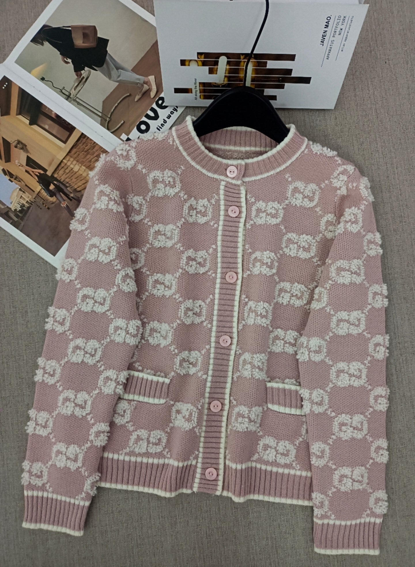 Light Pink Cardigan Women Sweater