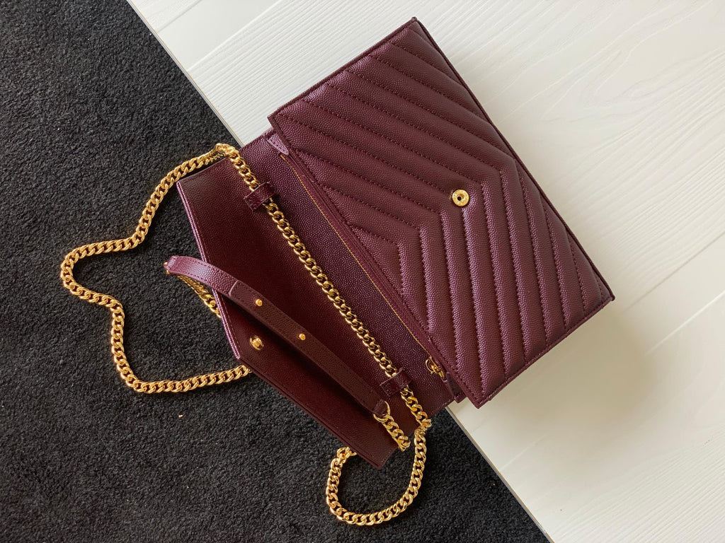 Burgundy Envelope Chain Women Bag