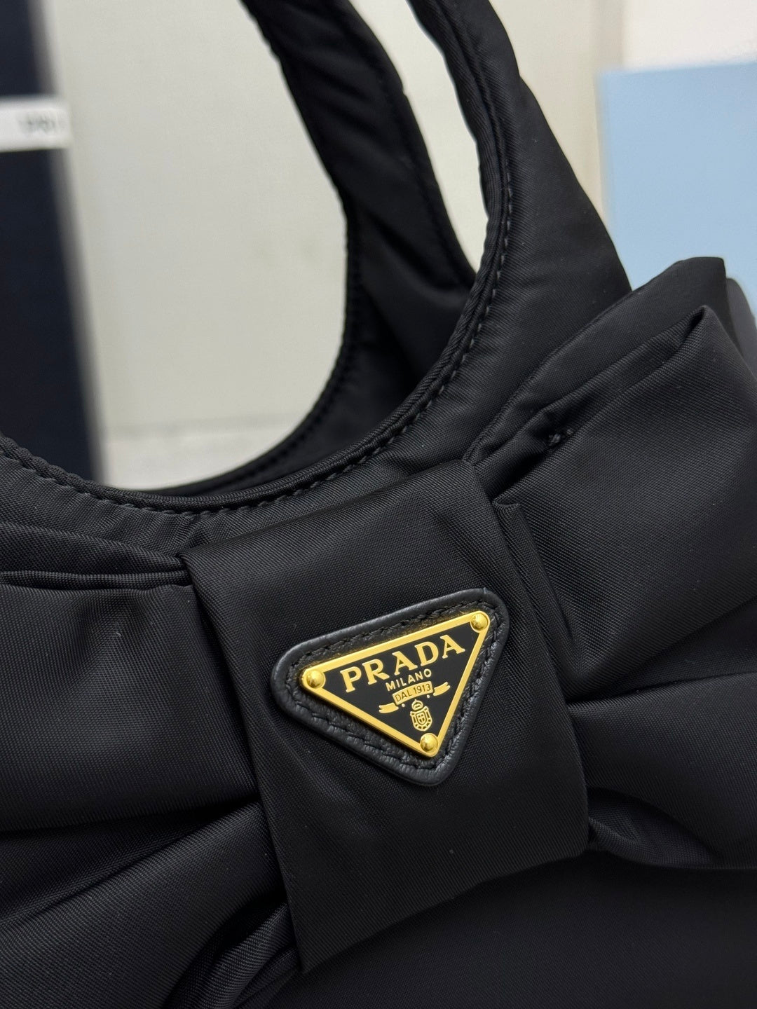 Black Padded Re-Nylon Women Bag