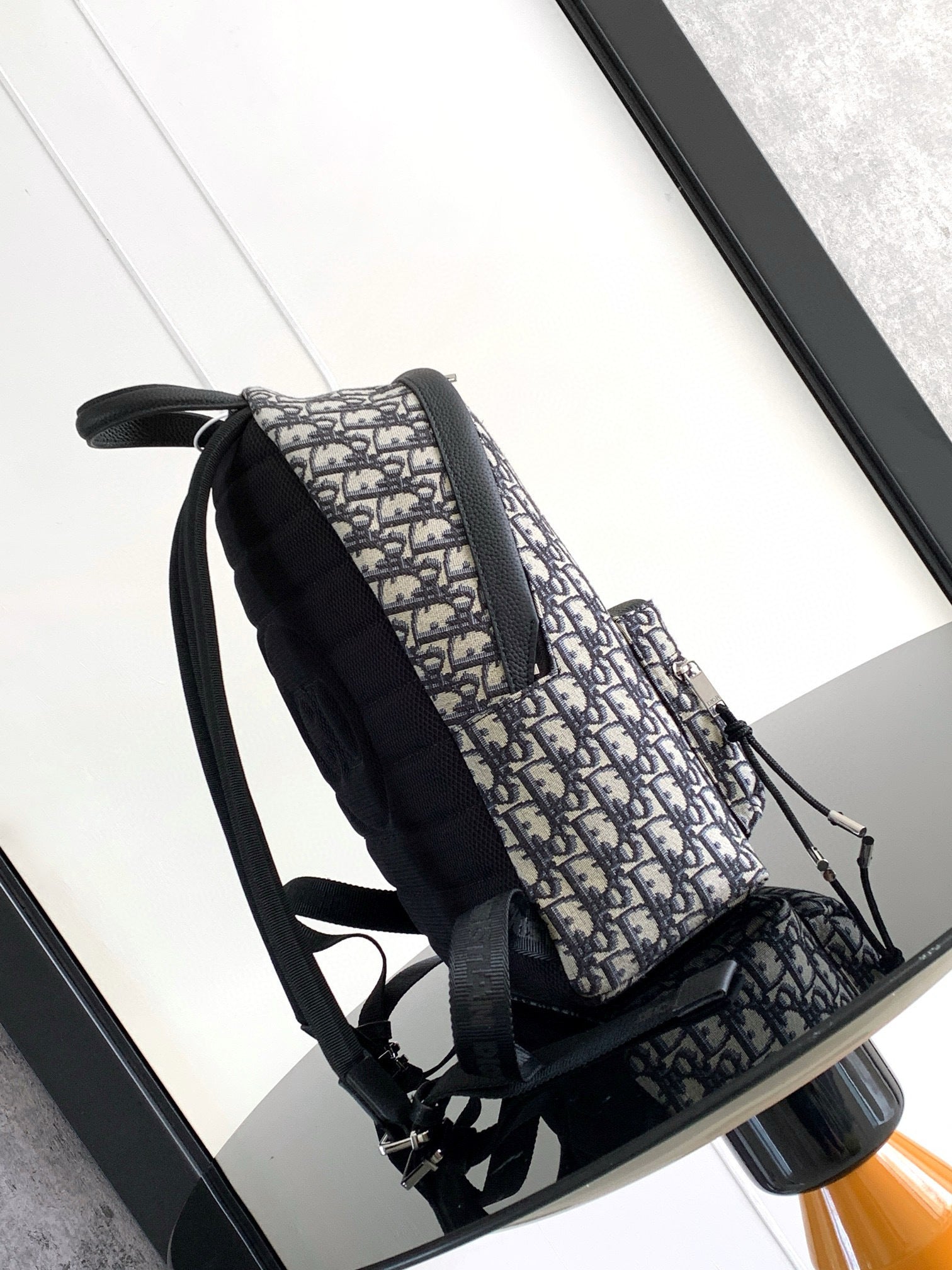 Beige and Black Oblique Men Bagpack