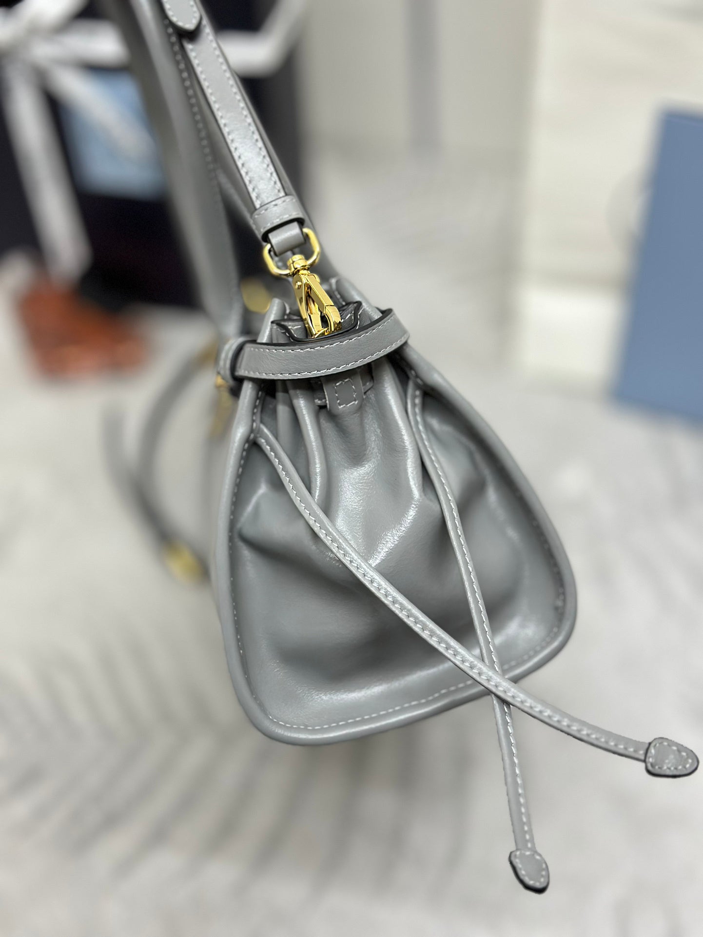 Grey Naplak Patent Women Bag