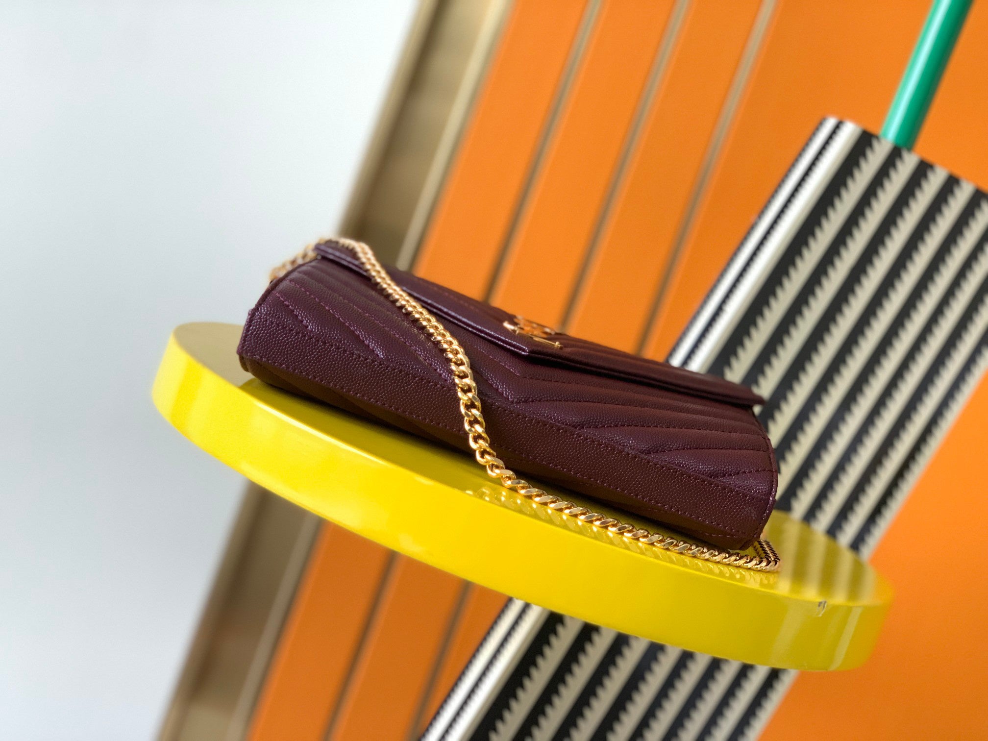 Burgundy Envelope Chain Women Bag