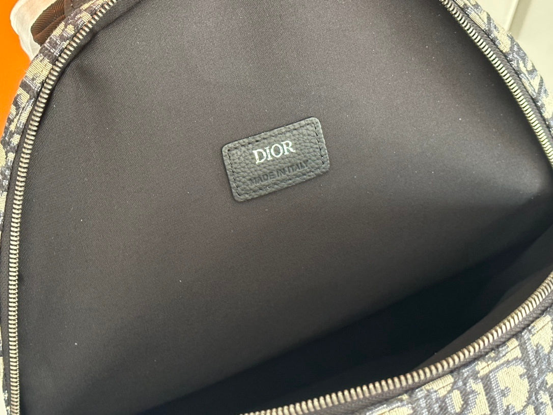 Beige and Black Oblique Jacquard Men Bagpack