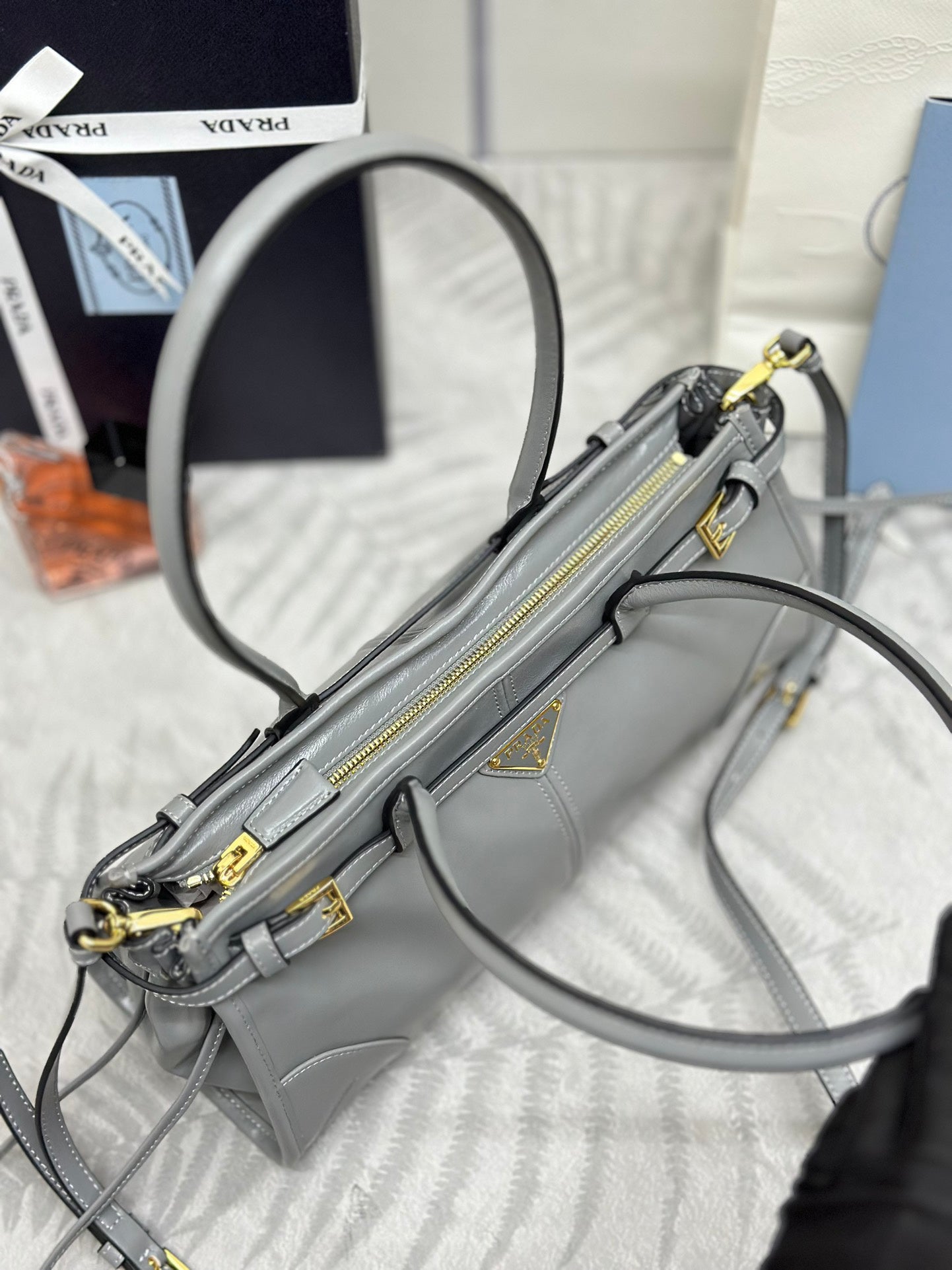 Grey Naplak Patent Women Bag