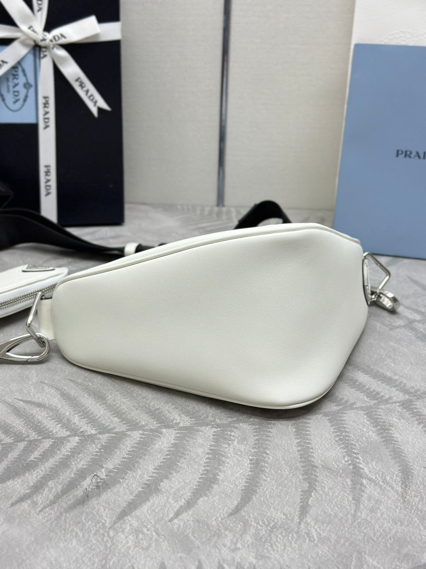 White Saffiano Triangle Women Bag