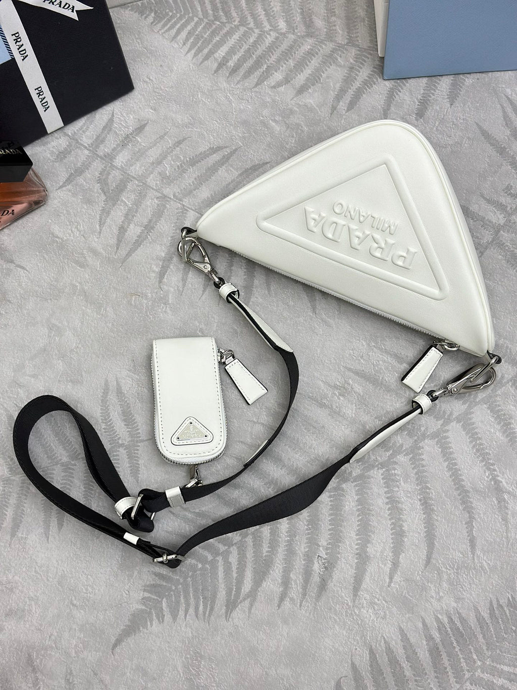 White Saffiano Triangle Women Bag