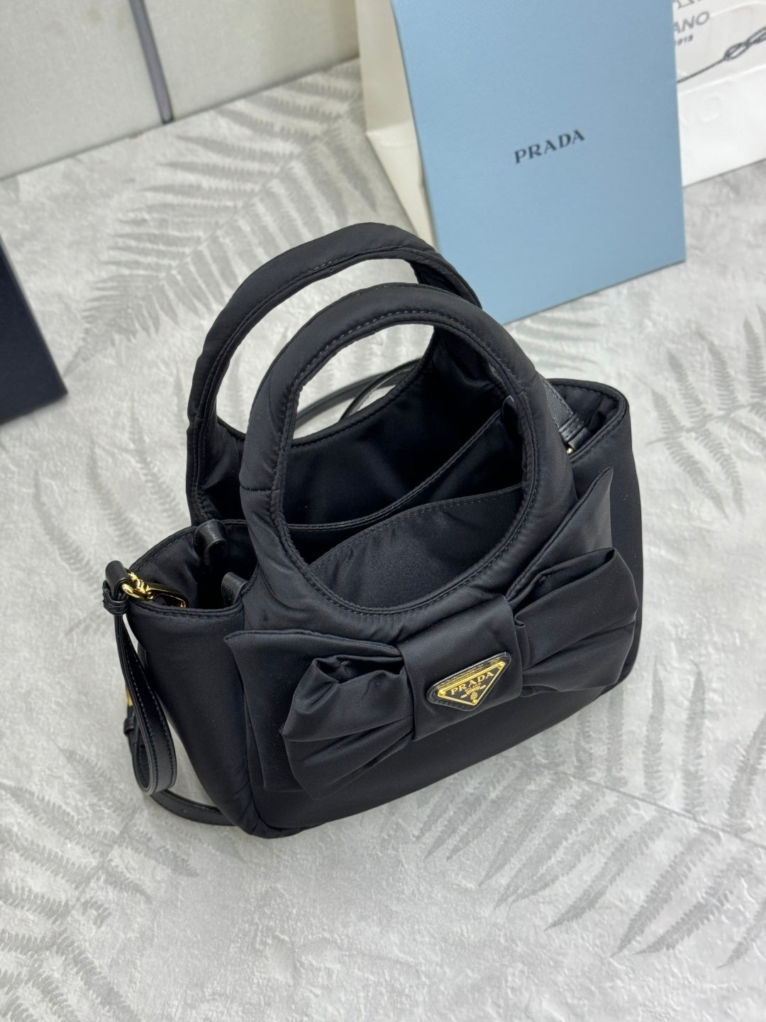 Black Padded Re-Nylon Women Bag