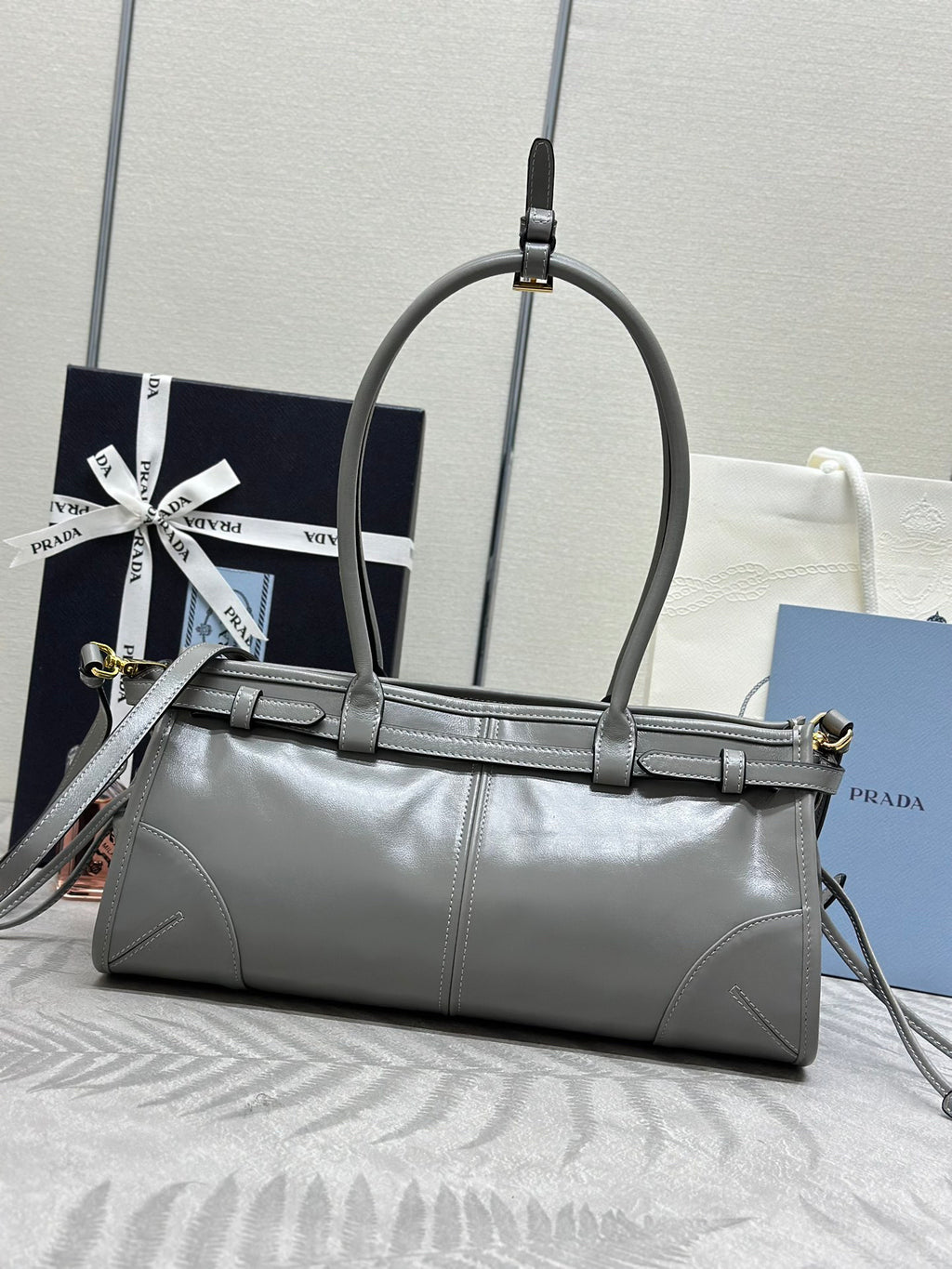 Grey Naplak Patent Women Bag