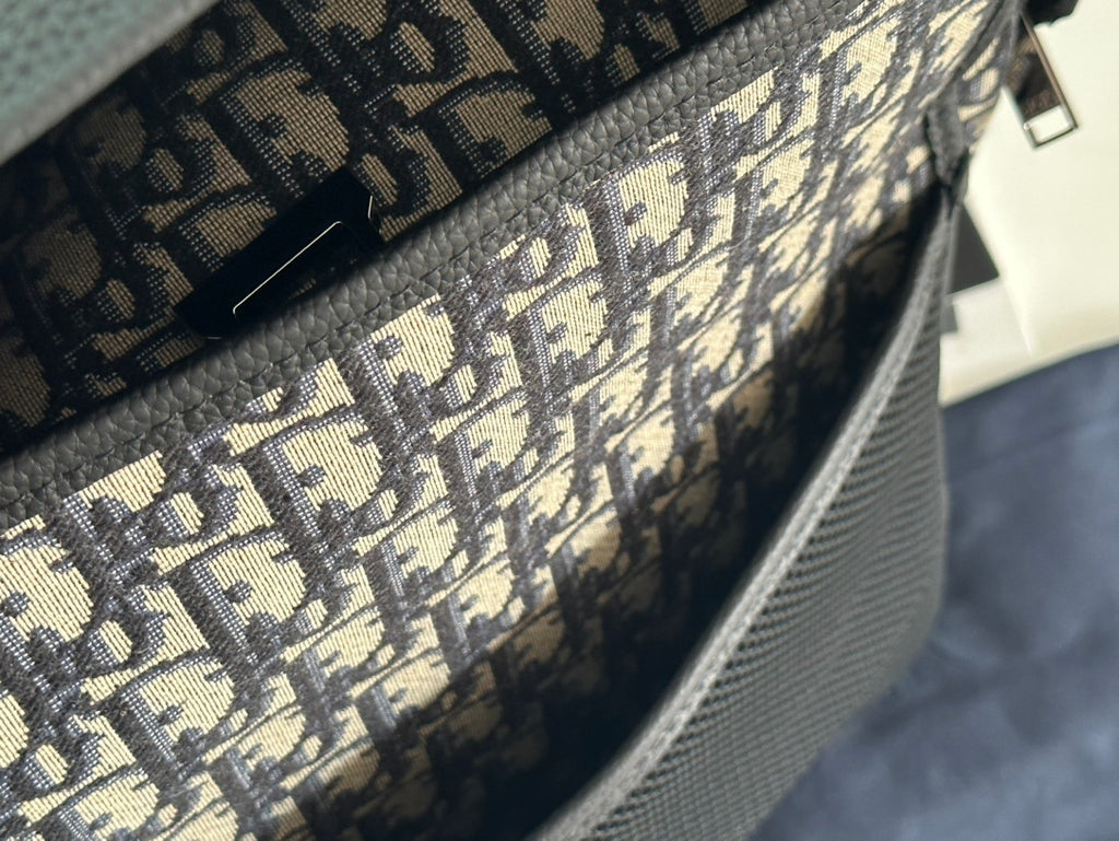 Beige and Black Oblique Jacquard Men Bagpack