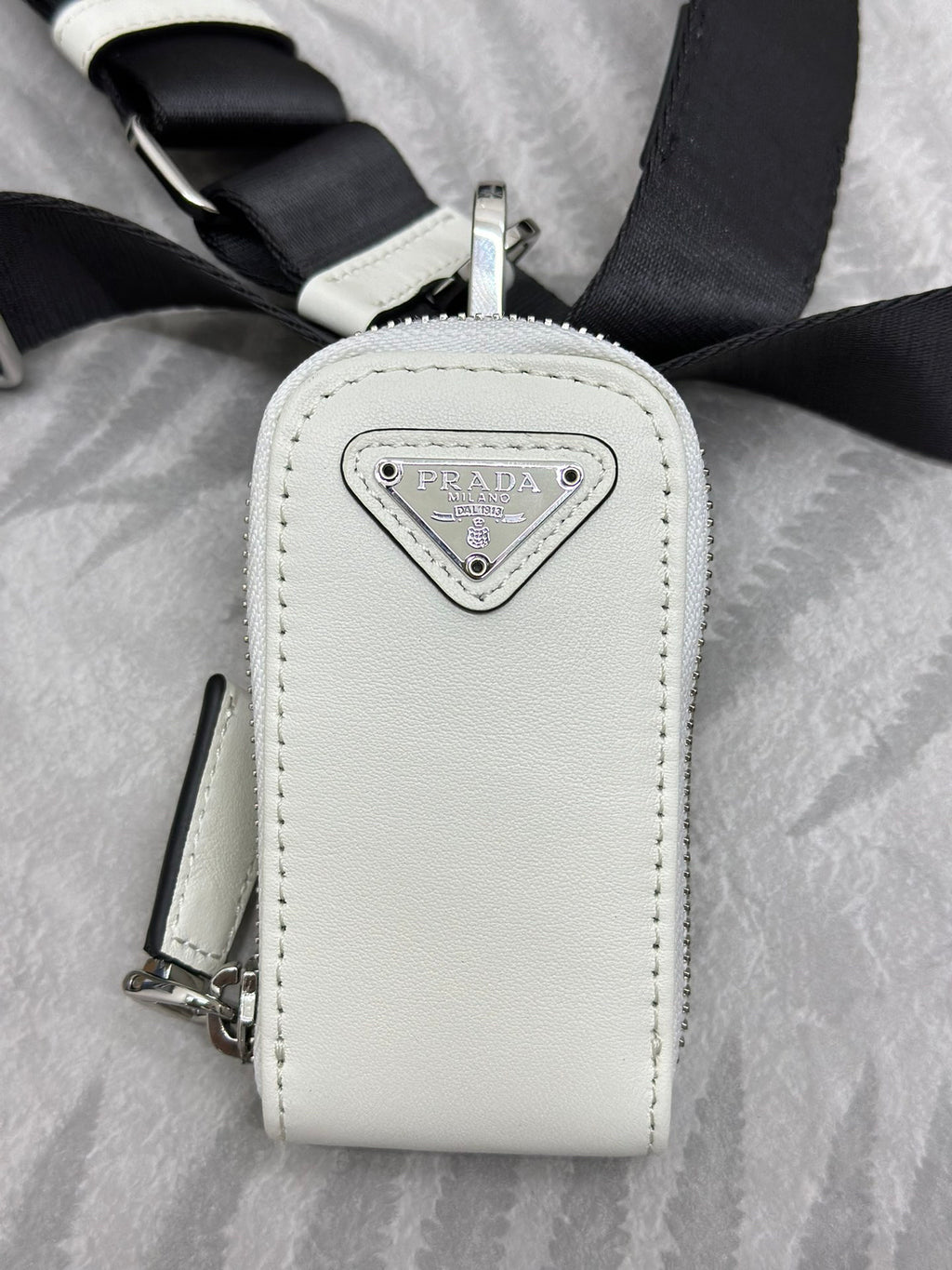White Saffiano Triangle Women Bag