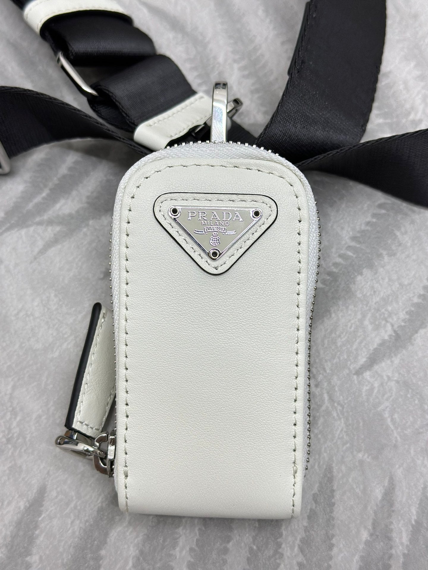 White Saffiano Triangle Women Bag