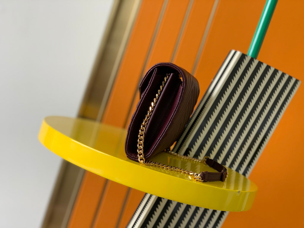 Burgundy Envelope Chain Women Bag