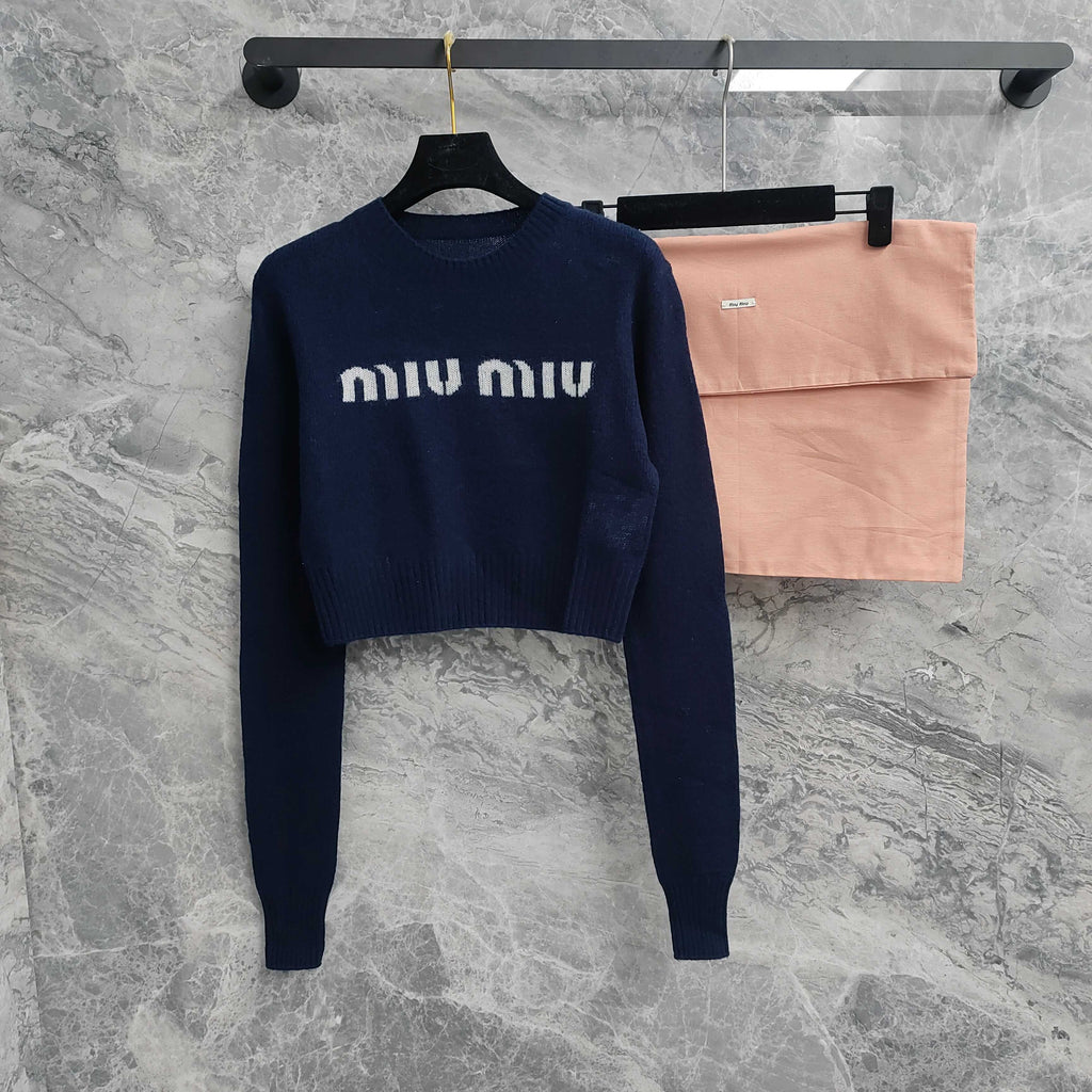 Blue Crop Women Sweater