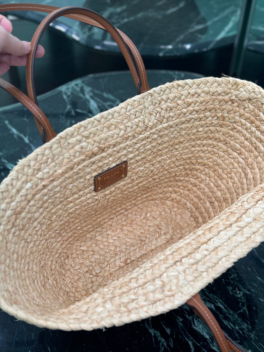 Raffia and Leather Tote Women Bag