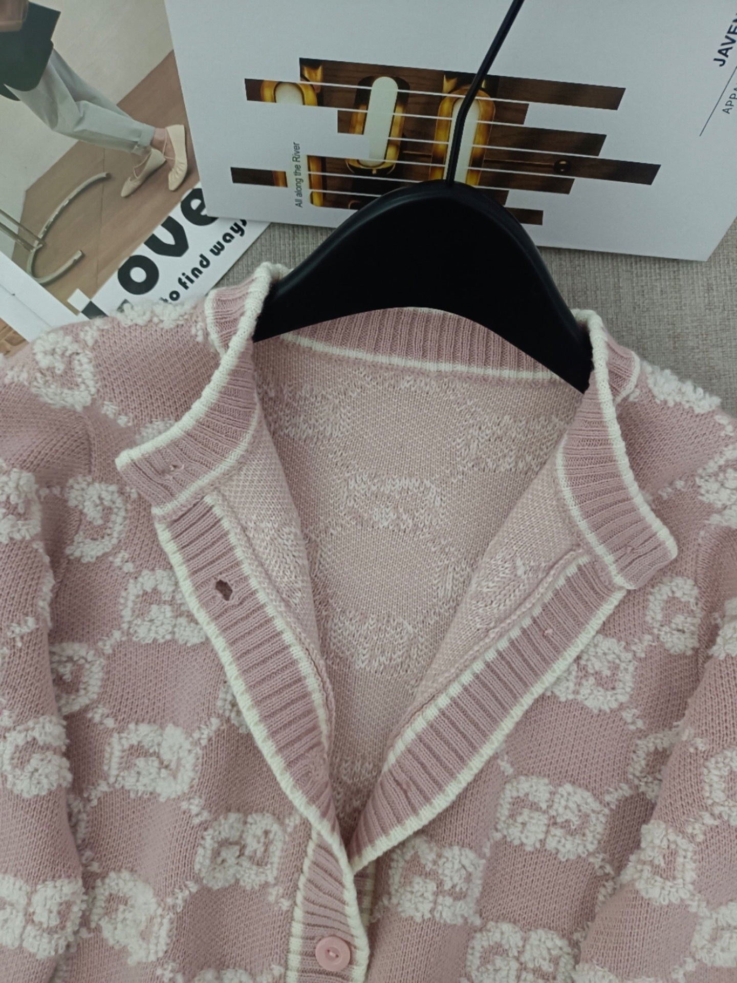 Light Pink Cardigan Women Sweater