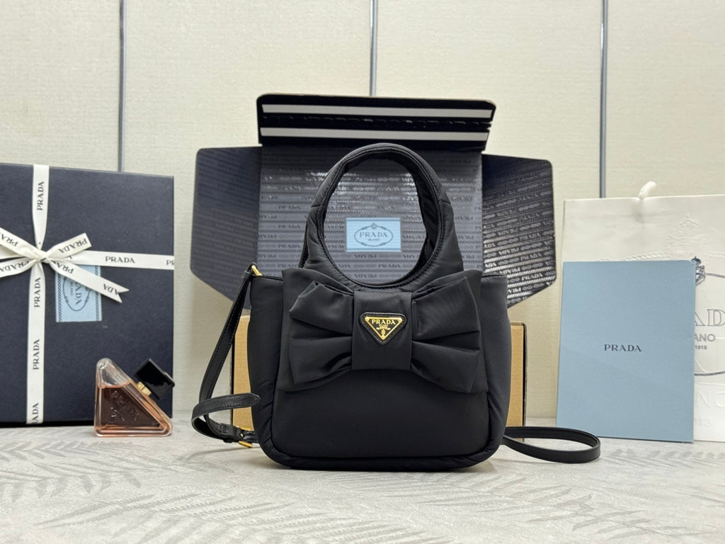 Black Padded Re-Nylon Women Bag